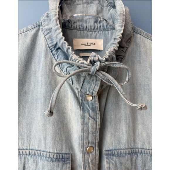 Isabel Marant Etoile Marvin Chambray Denim Jumpsuit 34 Long Sleeve Cotton - Picture 4 of 9